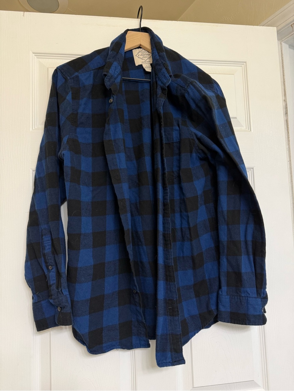 St. John's Bay Blue and Black Plaid Flannel Shirt